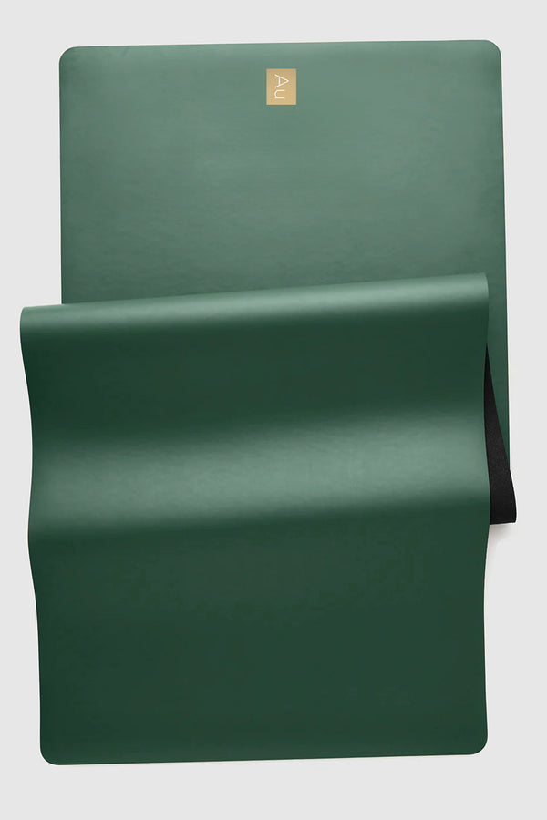 Aurum yoga mat with sling strap in forest green/blak