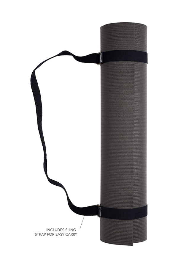 Aurum yoga mat with sling strap in navy/black
